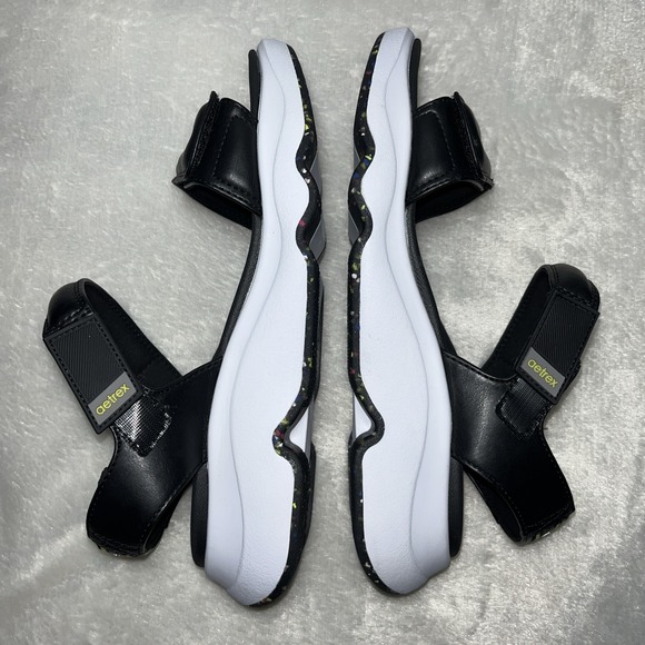 Aetrex Whit Sport Sandals Women's Size 10 Black Wedge Comfort Ankle Strap Shoes - Picture 11 of 16